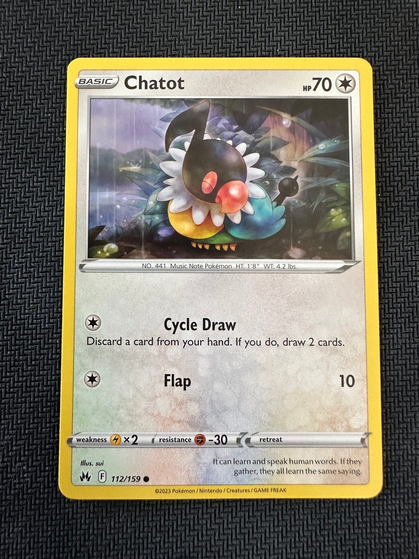 #112 Chatot Crown Zenith Sun & Moon Pokemon
