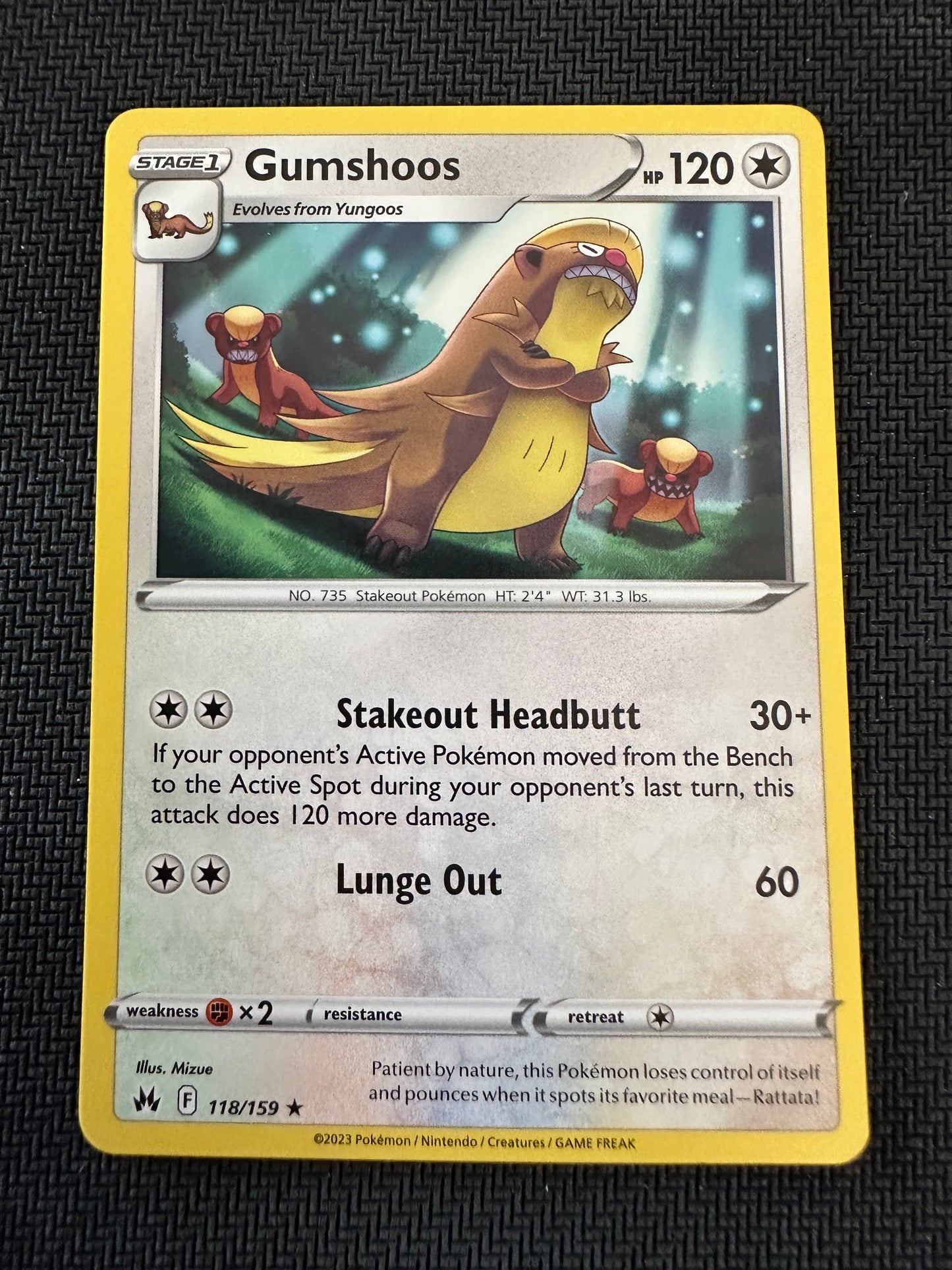 #118 Gumshoos Crown Zenith Sun & Moon Pokemon
