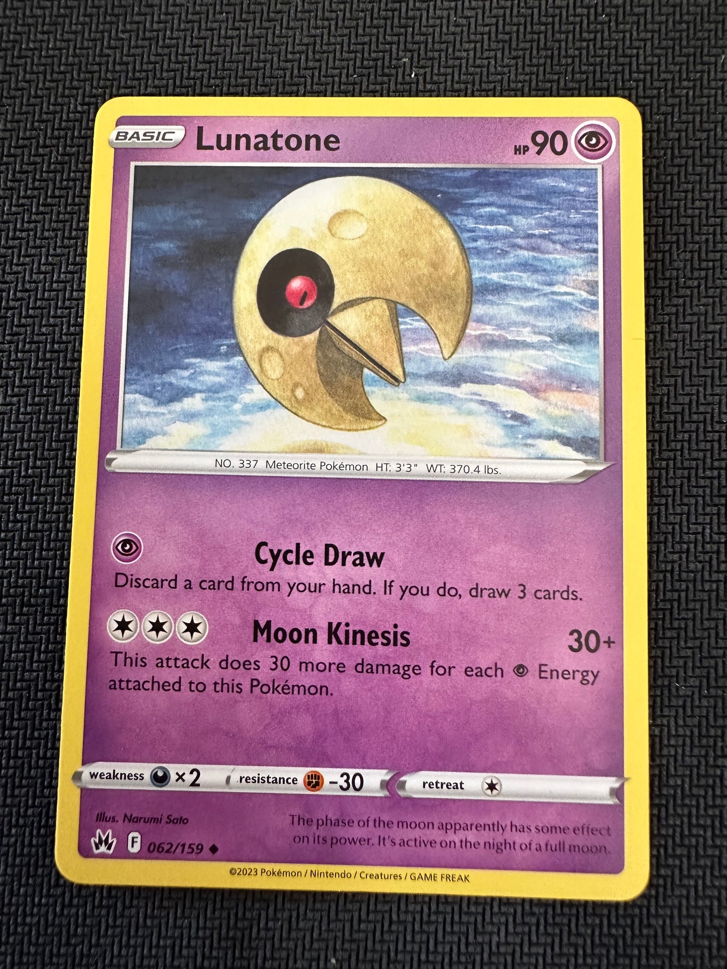 #62 Lunatone Crown Zenith Sun & Moon Pokemon